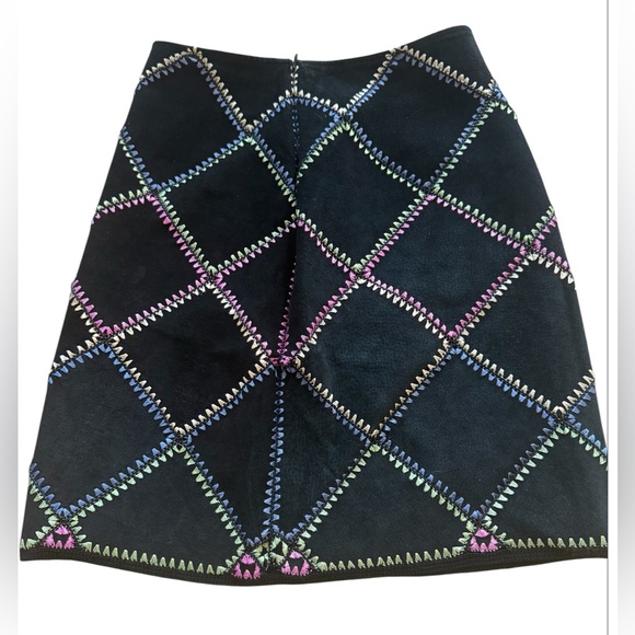 Metrostyle Vintage Leather/Suede Diamond Multicolor Pencil Skirtsz8 - Picture 3 of 16